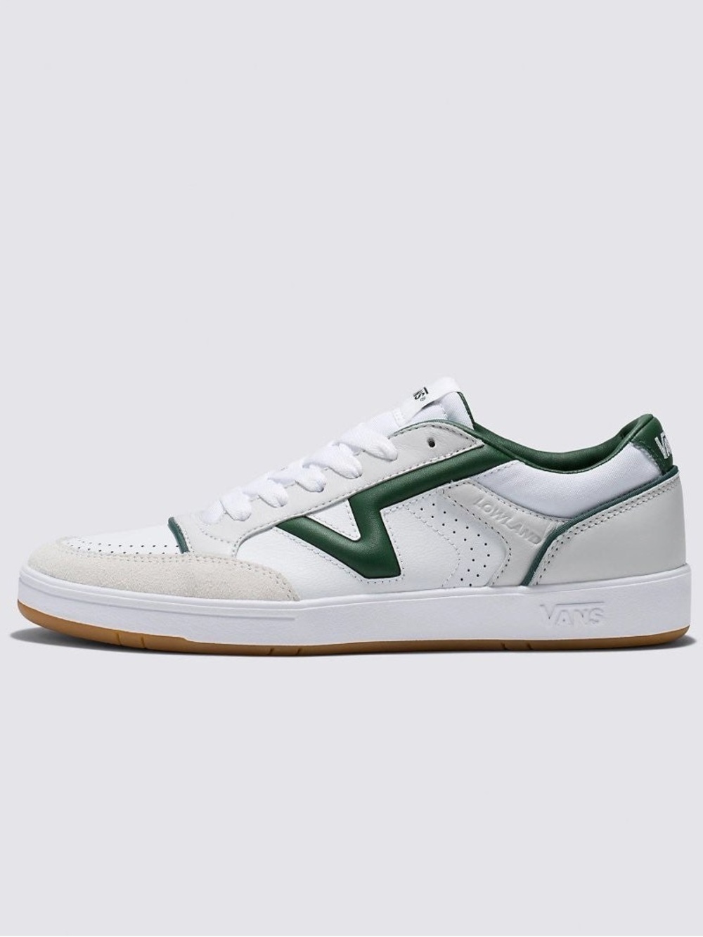 Vans Lowland Shoe in White and Dark Green